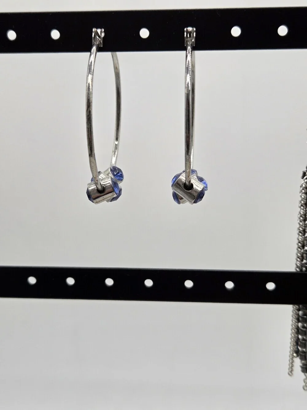 Lot of 3 Pairs Fashion Dangle Hoop Earrings Gold Silver Rhinestone Fringe Boho - Picture 8 of 8
